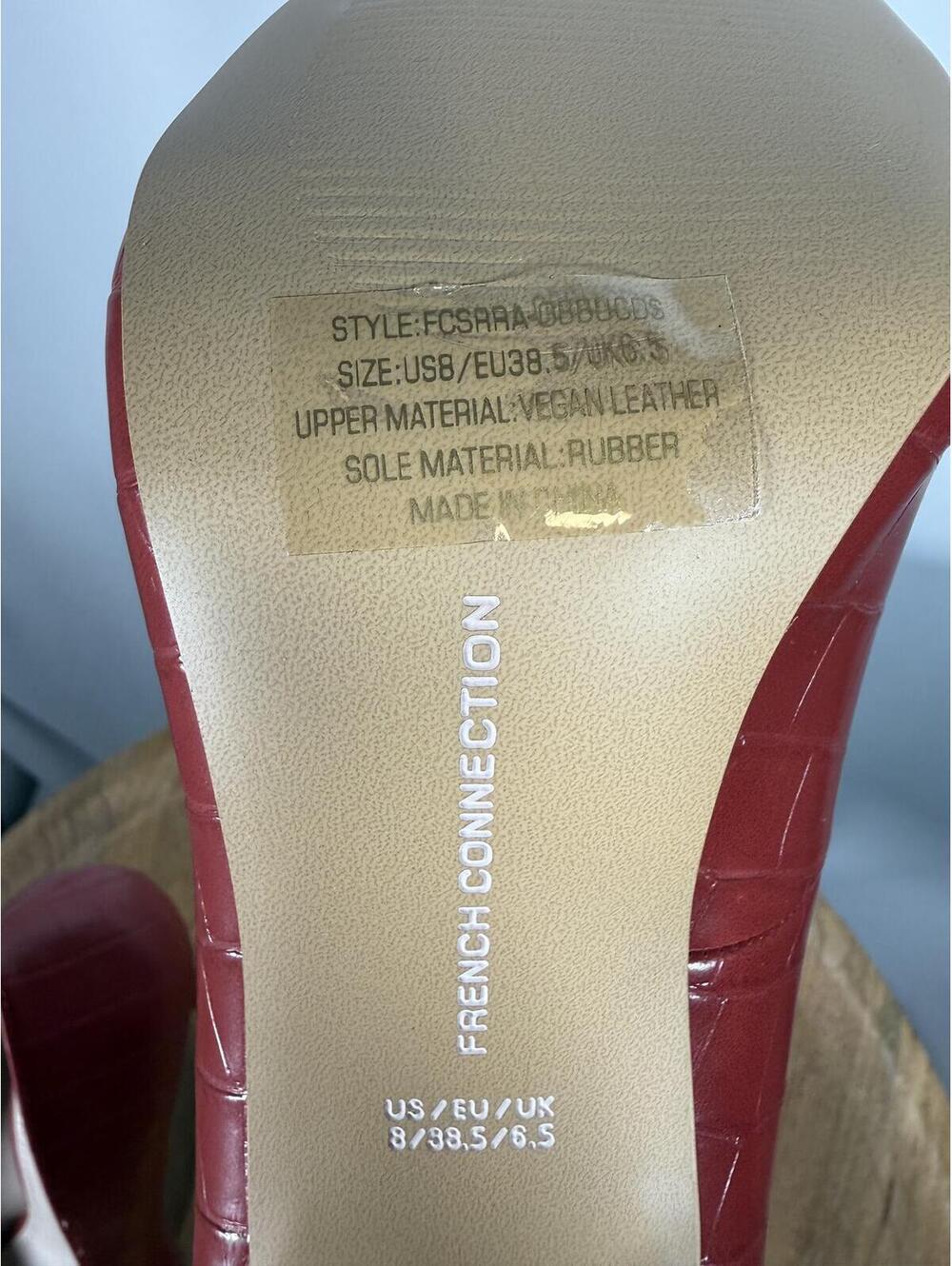 French Connection Red Croc Embossed Pointed Toe Heels Size 8 NWB - Picture 5 of 9